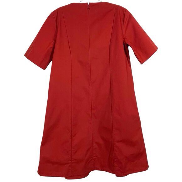 COS A-Line Cotton Twill Dress Size 4 Short Sleeve Burnt Orange Terracotta EUC - Picture 4 of 16